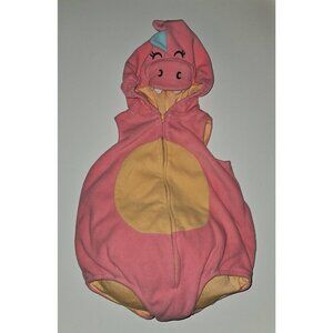 Carter's Pink Dragon Halloween Costume Baby Girl 6-9 Months Fleece Hood Dinosaur